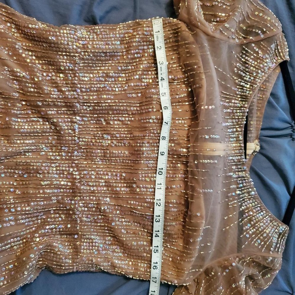 Montage by Mon Cheri Dark Taupe beaded gown - Picture 5 of 15
